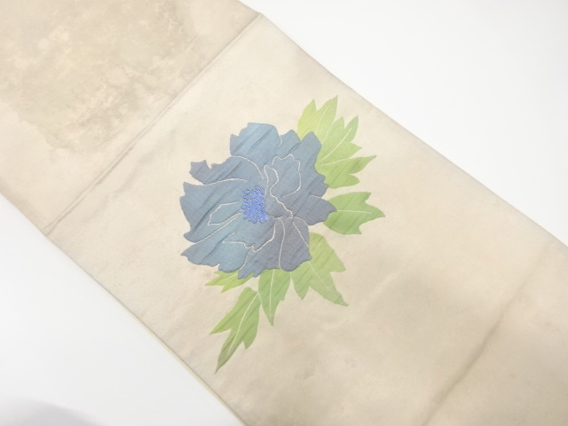 JAPANESE KIMONO / ANTIQUE FUKURO OBI / SILK / WOVEN ABSTRACT PEONY